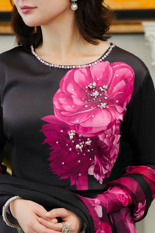 Lulusar Silk 3PC Digital Printed Suit V108 by ZARTHREAD — Front View