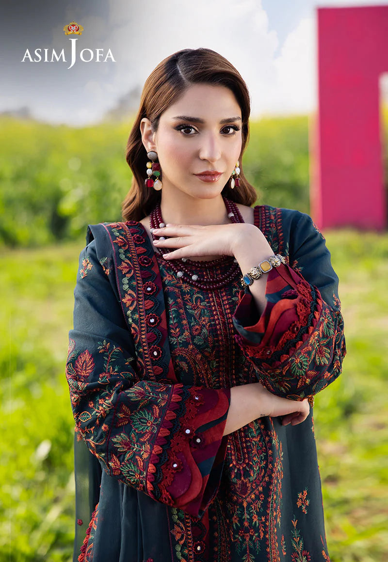 Asim Jofa 3PC Dhanak Embroidered Shirt with Shawl and Trouser 677 by ZARTHREAD — Front View