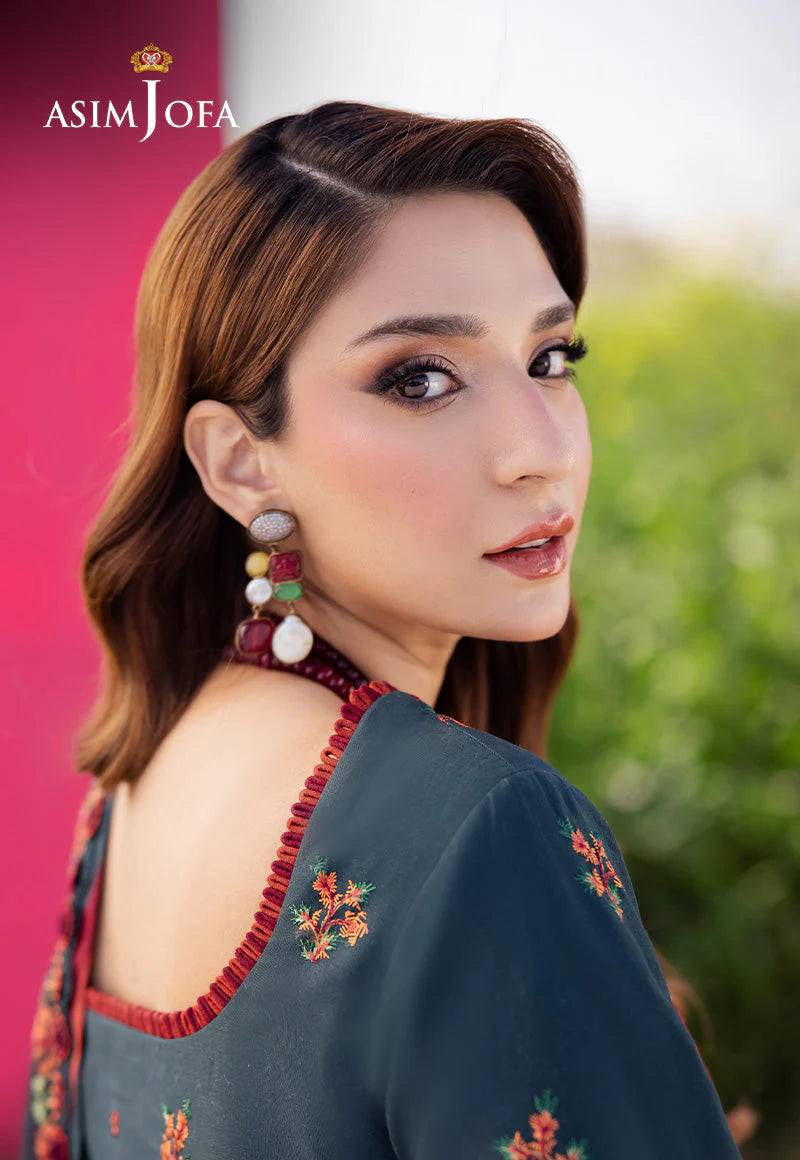 Asim Jofa 3PC Dhanak Embroidered Shirt with Shawl and Trouser 677 by ZARTHREAD — Front View