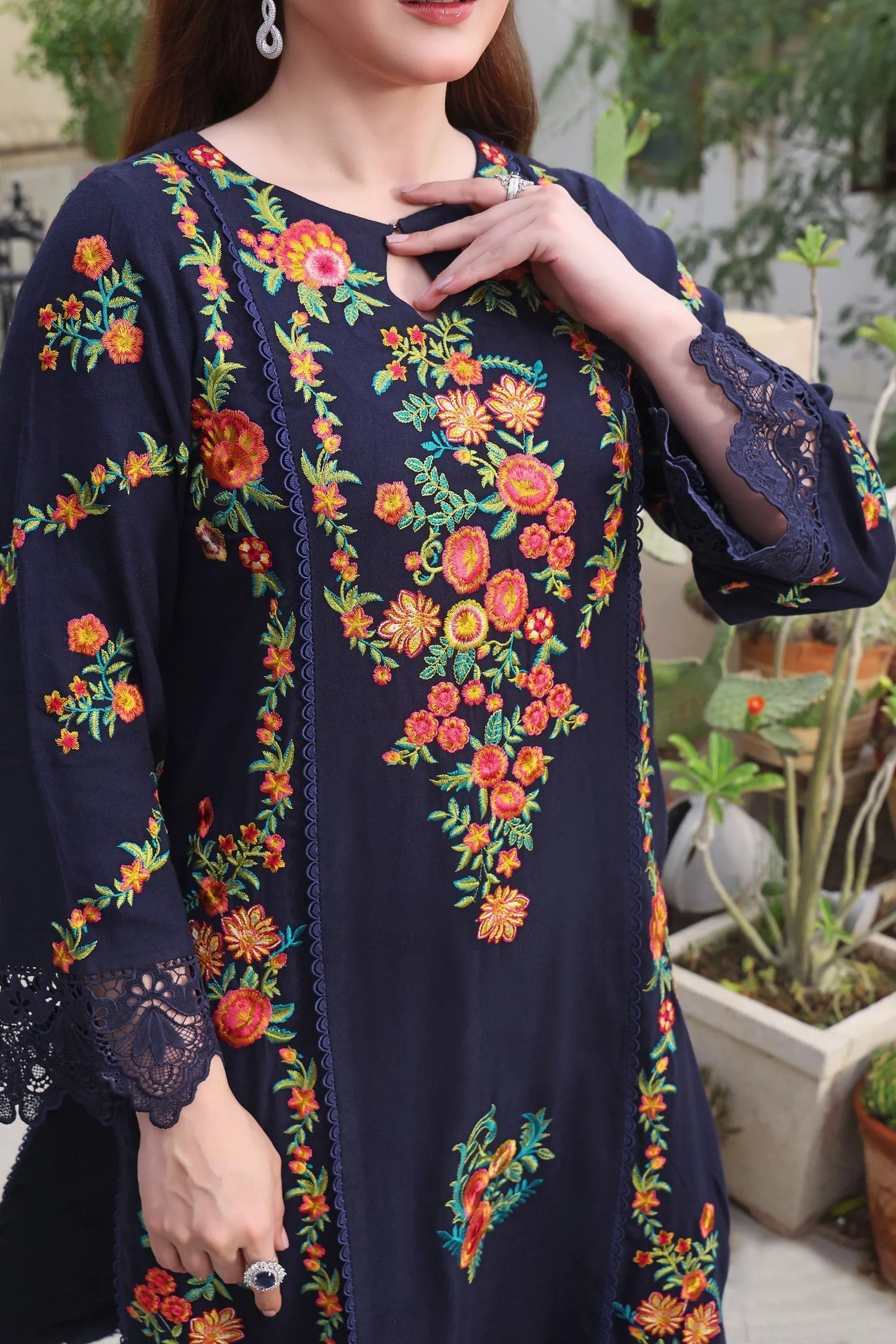 ASIM JOFA 3 PC Dhanak Embroidered Shirt with Courtrai Printed Shawl & Trouser V676 by ZARTHREAD – Women’s Fashion, Pakistani Clothing, Luxury Embroidered Suit