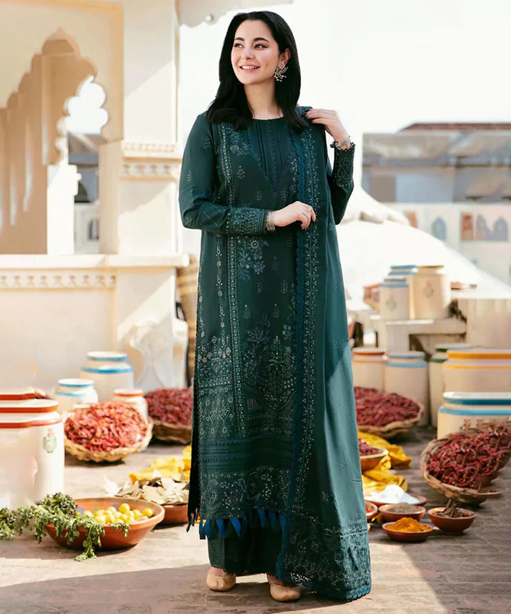 Dhanak 3 Piece Embroidered Shirt with Dhanak Sequins Embroidered Dupatta V250 by ZARTHREAD – Women’s Fashion, Pakistani Clothing, Luxury Embroidered Set