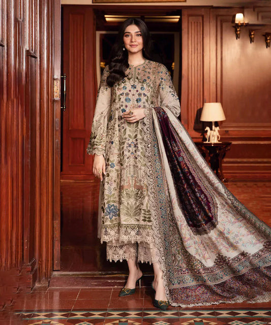 Dhanak-3PC Embroidered Shirt with Digital Printed Wool Shawl V669