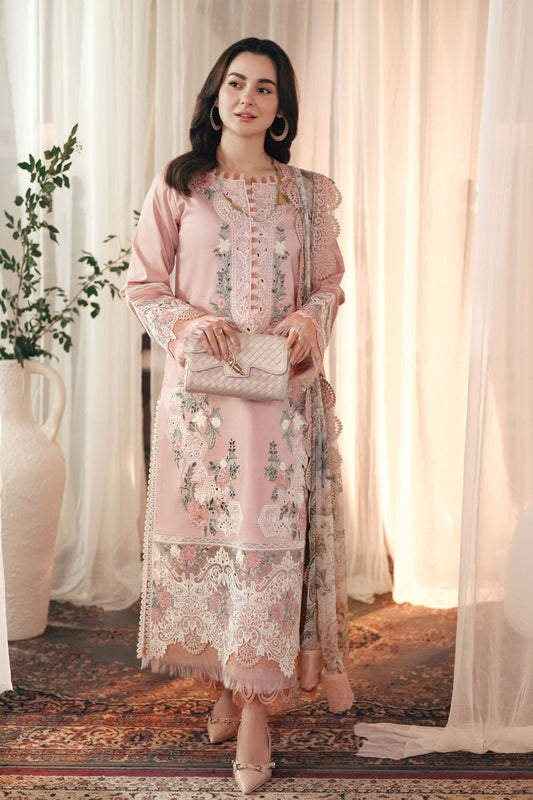 DHANAK 3PC EMBROIDERED SHIRT WITH COUTRAI PRINTED SHAWL AND TROUSER V501W
