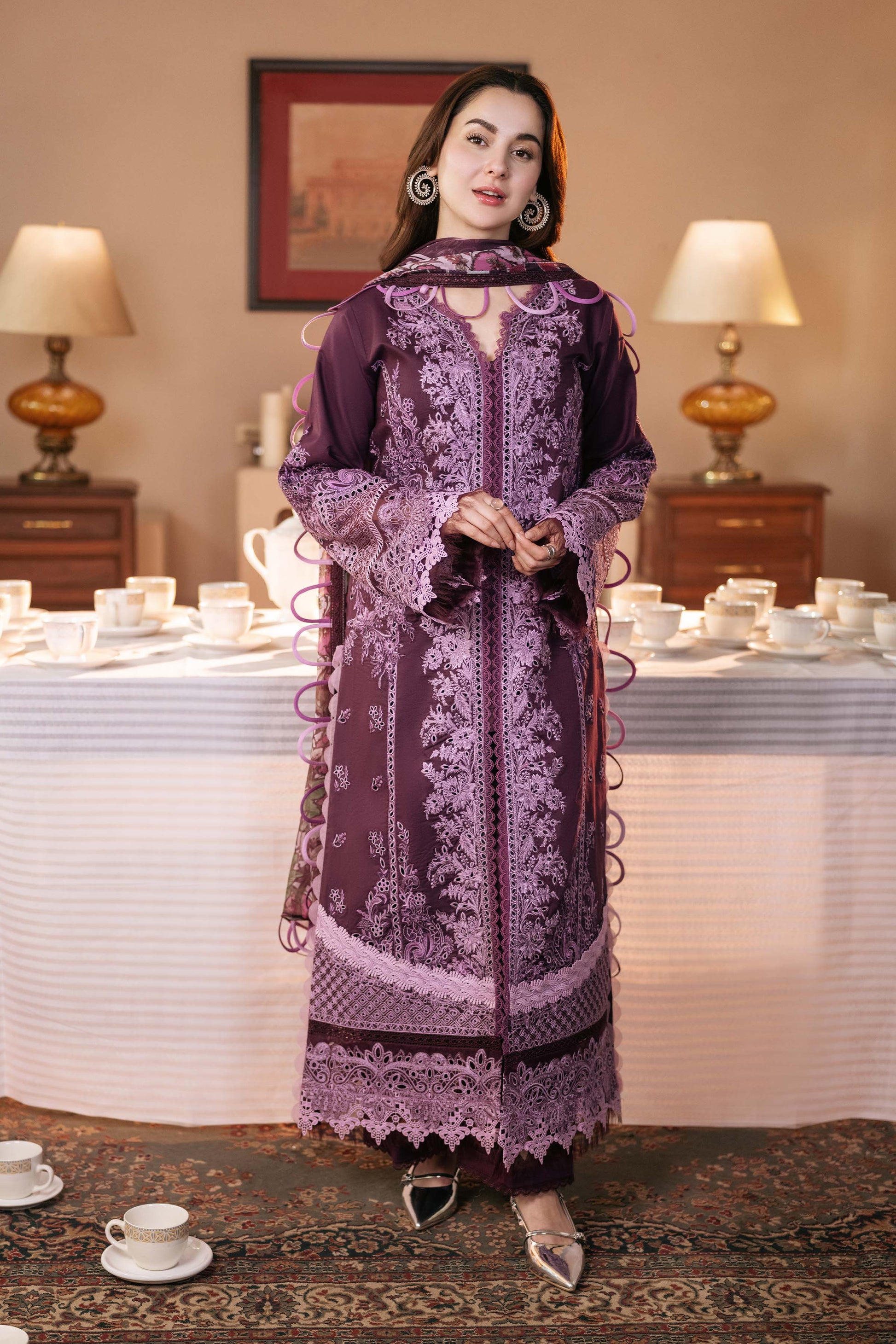 Jade 3PC Dhanak Sequin Embroidered Shirt with Courtrai Printed Shawl & Trouser BIC 671 by ZARTHREAD – Women’s Fashion, Pakistani Clothing, Luxury Embroidered Lawn Set