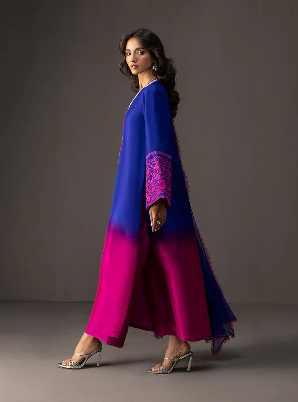 Zainab Chottani - 3 Piece Unstitched Embroidered and Printed SIlk Suit V228