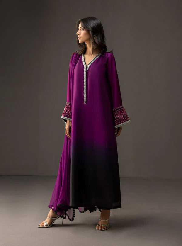 Zainab Chottani - 3 Piece Unstitched Embroidered and Printed SIlk Suit V226