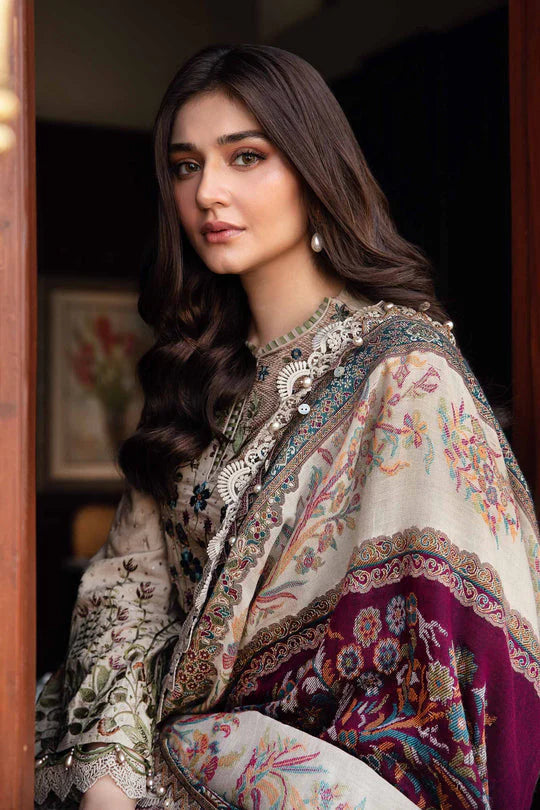 Dhanak-3PC Embroidered Shirt with Digital Printed Wool Shawl V669