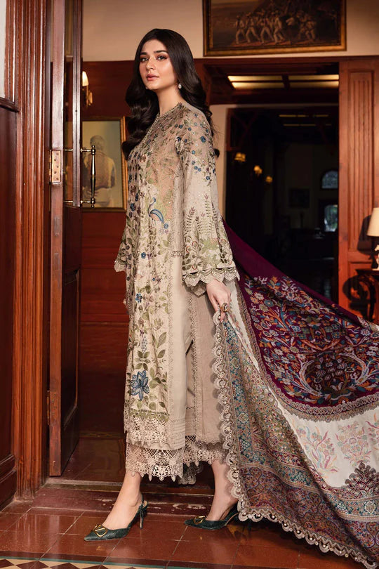 Dhanak-3PC Embroidered Shirt with Digital Printed Wool Shawl V669