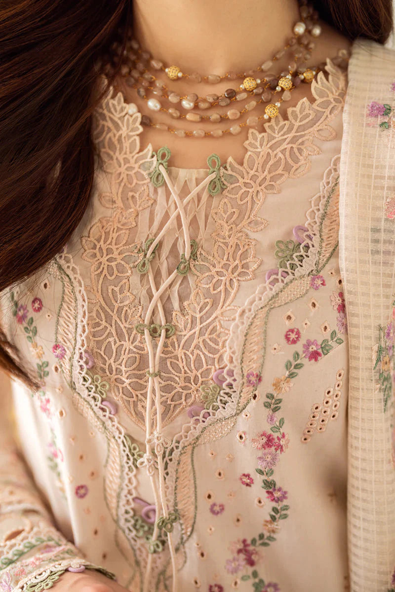 QALAMKAR - 3PC LAWN EMBROIDERED SHIRT WITH COTTON NET EMBROIDERED DUPATTA AND TROUSER V10013