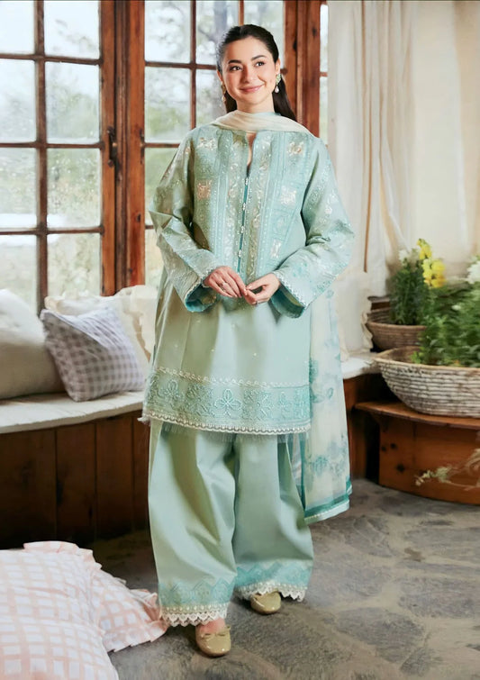  3 Piece Embroidered Lawn Shirt with Printed Chiffon Duppata ZS49