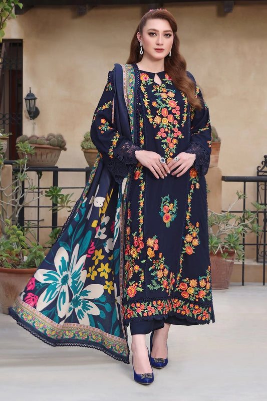 ASIM JOFA 3 PC Dhanak Embroidered Shirt with Courtrai Printed Shawl & Trouser V676 by ZARTHREAD – Women’s Fashion, Pakistani Clothing, Luxury Embroidered Suit