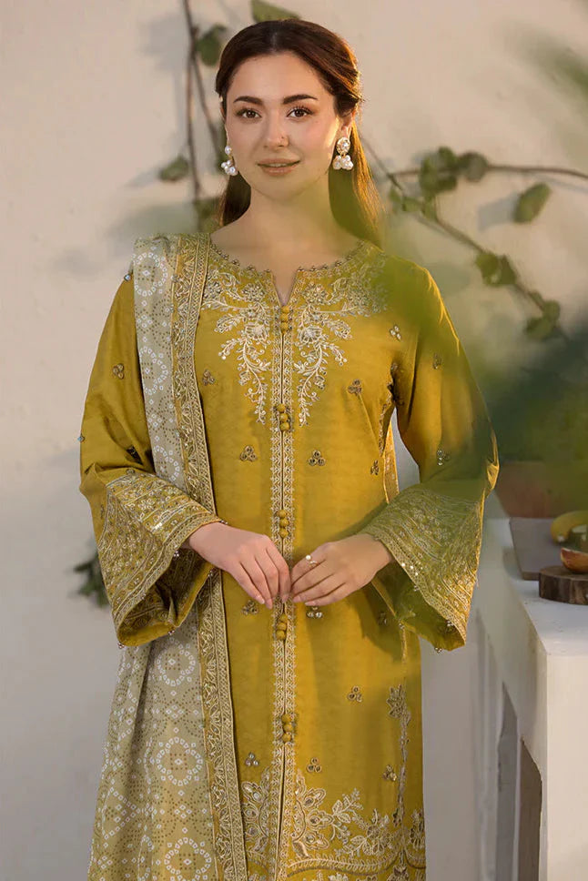 Dhanak-3PC Embroidered Shirt with Twill Printed Shawl V260