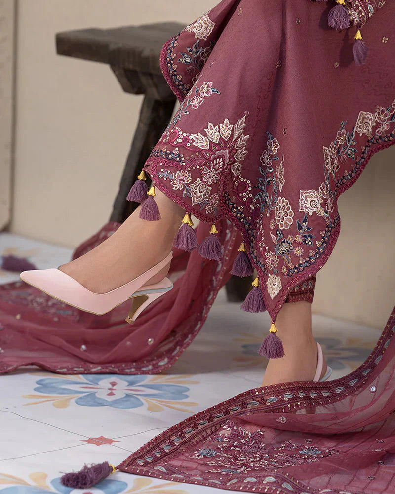 Lawn-3PC Embroidered Shirt with Chiffon Embroidered Dupatta V1321W