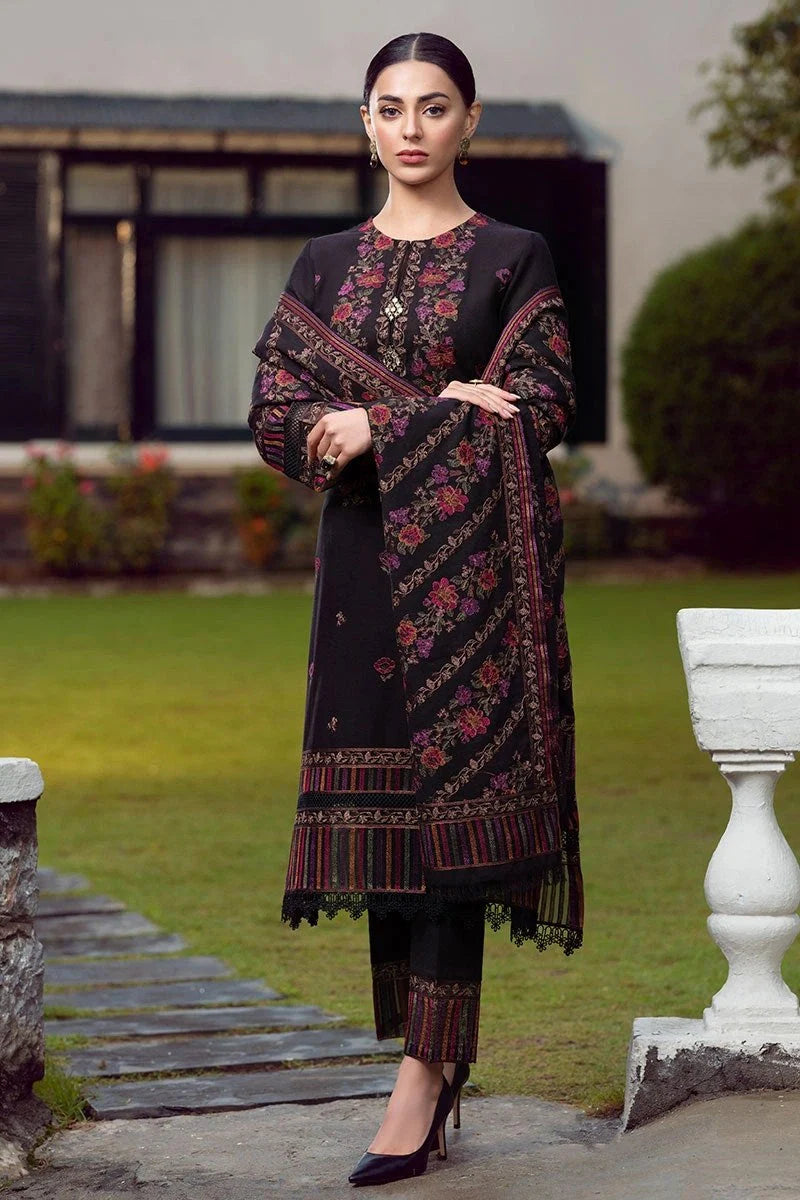 BR-920 3PC Embroidered Dhanak Suit with Shawl by ZARTHREAD – Front View