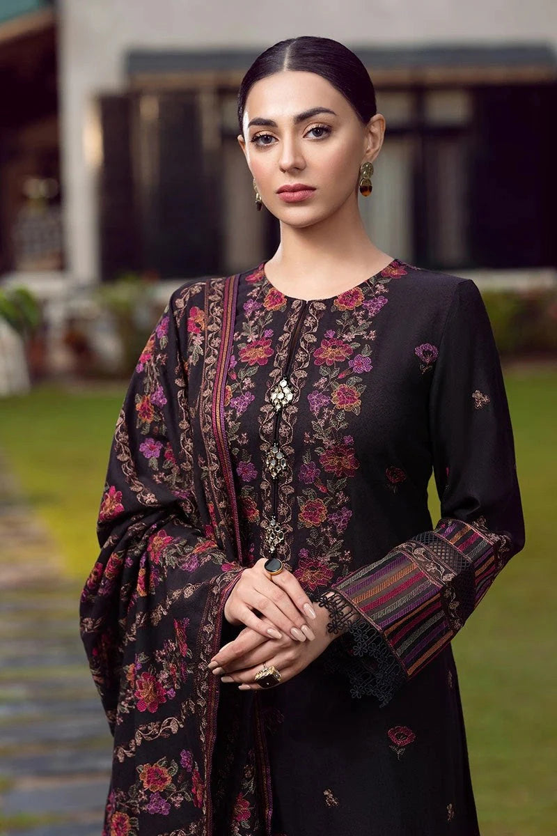 BR-920 3PC Embroidered Dhanak Suit with Shawl by ZARTHREAD – Front View